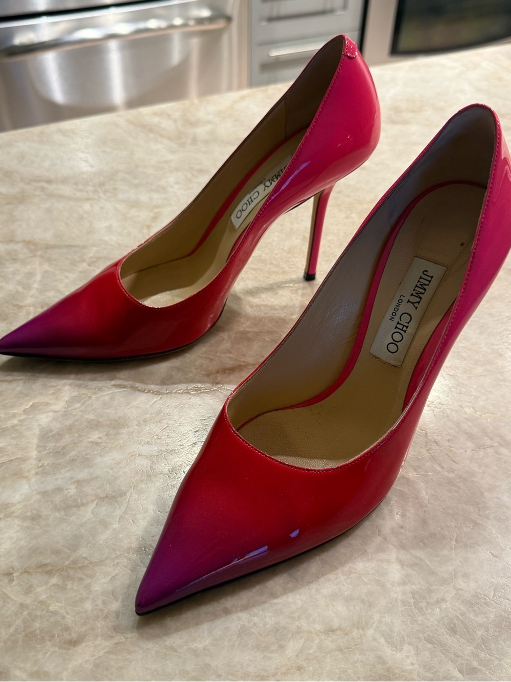 Jimmy Choo Fuchsia Patent Leather Pointed-Toe Stiletto Pumps